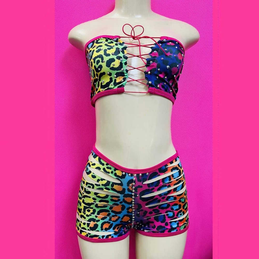 Exotic Dancewear Multi Color Cheetah Print